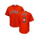 Men's Majestic Houston Astros #3 Norichika Aoki Authentic Orange Team Logo Fashion Cool Base MLB Jersey