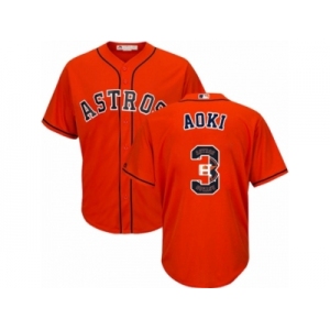 Men's Majestic Houston Astros #3 Norichika Aoki Authentic Orange Team Logo Fashion Cool Base MLB Jersey