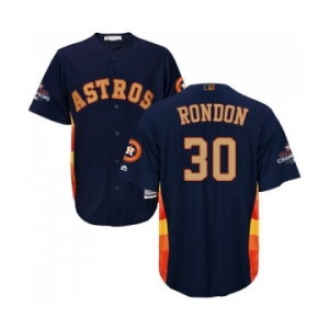 Men's Majestic Houston Astros #30 Hector Rondon Replica Navy Blue Alternate 2018 Gold Program Cool Base MLB Jersey