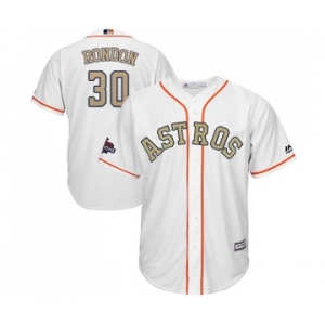 Men's Majestic Houston Astros #30 Hector Rondon Replica White 2018 Gold Program Cool Base MLB Jersey