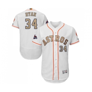 Men's Majestic Houston Astros #34 Nolan Ryan White 2018 Gold Program Flex Base Authentic Collection MLB Jersey