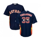 Men's Majestic Houston Astros #35 Justin Verlander Authentic Navy Blue Team Logo Fashion Cool Base MLB Jersey