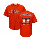 Men's Majestic Houston Astros #35 Justin Verlander Authentic Orange Team Logo Fashion Cool Base MLB Jersey