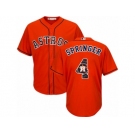 Men's Majestic Houston Astros #4 George Springer Authentic Orange Team Logo Fashion Cool Base MLB Jersey