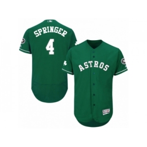 Men's Majestic Houston Astros #4 George Springer Green Celtic Flexbase Authentic Collection MLB Jersey