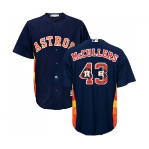 Men's Majestic Houston Astros #43 Lance McCullers Authentic Navy Blue Team Logo Fashion Cool Base MLB Jersey