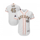 Men's Majestic Houston Astros #45 Carlos Lee White 2018 Gold Program Flex Base Authentic Collection MLB Jersey