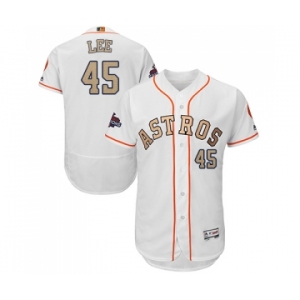 Men's Majestic Houston Astros #45 Carlos Lee White 2018 Gold Program Flex Base Authentic Collection MLB Jersey