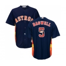 Men's Majestic Houston Astros #5 Jeff Bagwell Authentic Navy Blue Team Logo Fashion Cool Base MLB Jersey