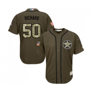 Men's Majestic Houston Astros #50 J.R. Richard Authentic Green Salute to Service MLB Jersey