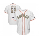 Men's Majestic Houston Astros #53 Ken Giles Replica White 2018 Gold Program Cool Base MLB Jersey