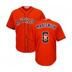 Men's Majestic Houston Astros #6 Jake Marisnick Authentic Orange Team Logo Fashion Cool Base MLB Jersey