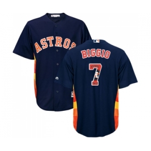 Men's Majestic Houston Astros #7 Craig Biggio Authentic Navy Blue Team Logo Fashion Cool Base MLB Jersey