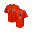 Men's Majestic Houston Astros #7 Craig Biggio Authentic Orange Team Logo Fashion Cool Base MLB Jersey