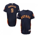 Men's Majestic Houston Astros #9 Marwin Gonzalez Navy Blue Alternate 2018 Gold Program Flex Base Authentic Collection MLB Jersey