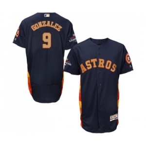 Men's Majestic Houston Astros #9 Marwin Gonzalez Navy Blue Alternate 2018 Gold Program Flex Base Authentic Collection MLB Jersey