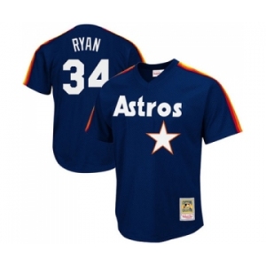 Men's Mitchell and Ness 1988 Houston Astros #34 Nolan Ryan Authentic Navy Blue Throwback MLB Jersey