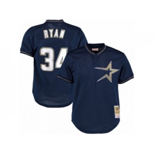 Men's Mitchell and Ness 1997 Houston Astros #34 Nolan Ryan Replica Navy Blue Throwback MLB Jersey