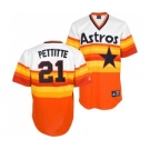 Men's Mitchell and Ness Houston Astros #21 Andy Pettitte Replica White Orange Throwback MLB Jersey