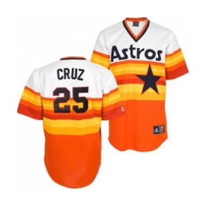 Men's Mitchell and Ness Houston Astros #25 Jose Cruz Jr. Authentic White Orange Throwback MLB Jersey