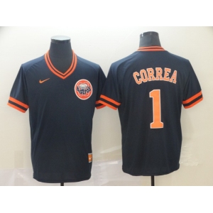 Men's Nike Houston Astros #1 Carlos Correa Navy Blue M&N MLB Jersey