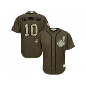 Cleveland Indians #10 Edwin Encarnacion Green Salute to Service Stitched MLB Jersey