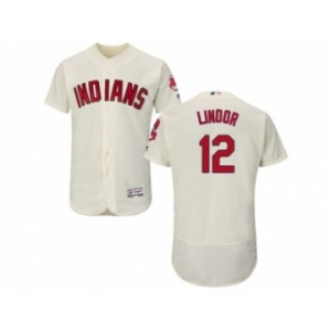 Cleveland Indians #12 Francisco Lindor Cream Flexbase Authentic Collection Stitched Baseball Jersey