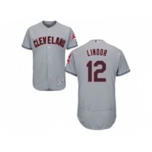 Cleveland Indians #12 Francisco Lindor Grey Flexbase Authentic Collection Stitched Baseball Jersey