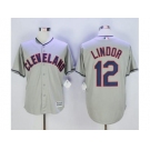 Cleveland Indians #12 Francisco Lindor Grey New Cool Base Stitched MLB Jersey