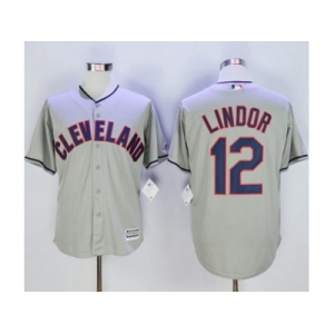 Cleveland Indians #12 Francisco Lindor Grey New Cool Base Stitched MLB Jersey