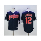 Cleveland Indians #12 Francisco Lindor Navy Blue New Cool Base Stitched Baseball Jersey