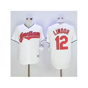 Cleveland Indians #12 Francisco Lindor White New Cool Base Stitched Baseball Jersey