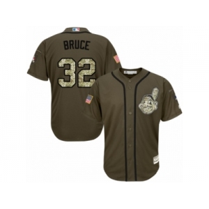 Cleveland Indians #32 Jay Bruce Replica Green Salute to Service MLB Jersey