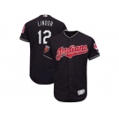 Men Cleveland Indians #12 Francisco Lindor Majestic Navy 2018 Spring Training Flex Base Player Jersey