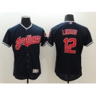 Men Cleveland Indians #12 francisco lindor Majestic Navy Blue Flexbase Authentic Collection Jersey