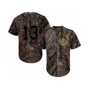 Men Cleveland Indians #13 Omar Vizquel Camo Realtree Collection Cool Base Stitched MLB Jersey