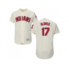 Men Cleveland Indians #17 Yonder Alonso Cream Flexbase Authentic Collection Stitched MLB Jersey