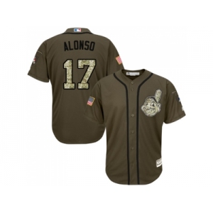 Men Cleveland Indians #17 Yonder Alonso Green Salute to Service Stitched MLB Jersey