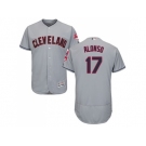 Men Cleveland Indians #17 Yonder Alonso Grey Flexbase Authentic Collection Stitched MLB Jersey