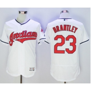 Men Cleveland Indians #23 Michael Brantley Majestic White Flexbase Authentic Collection Jersey