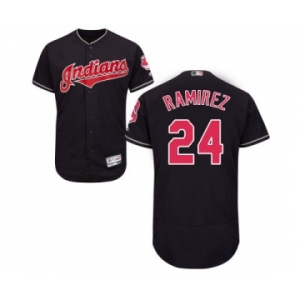 Men Cleveland Indians #24 Manny Ramirez Majestic Navy Blue Flexbase Authentic Collection Player Jersey