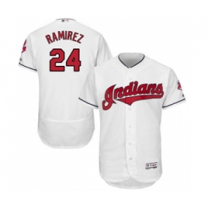 Men Cleveland Indians #24 Manny Ramirez Majestic white Flexbase Authentic Collection Player Jersey