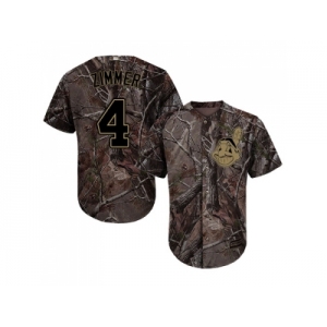 Men Cleveland Indians #4 Bradley Zimmer Camo Realtree Collection Cool Base Stitched MLB Jersey