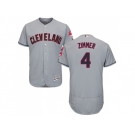 Men Cleveland Indians #4 Bradley Zimmer Grey Flexbase Authentic Collection Stitched MLB Jersey