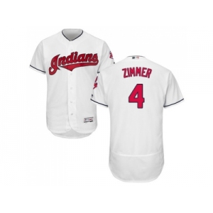 Men Cleveland Indians #4 Bradley Zimmer White Flexbase Authentic Collection Stitched MLB Jersey