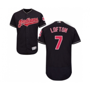 Men Cleveland Indians #7 Kenny Lofton Majestic Navy Blue Flexbase Authentic Collection Jersey