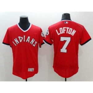 Men Cleveland Indians #7 Kenny Lofton Majestic Red Flexbase Authentic Collection Cooperstown Jersey