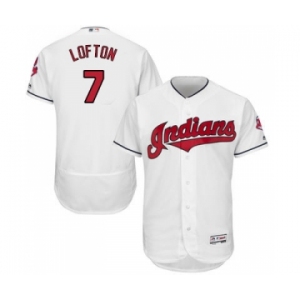 Men Cleveland Indians #7 Kenny Lofton Majestic White Flexbase Authentic Collection Jersey