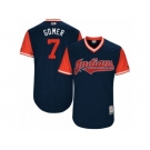 Men's 2017 Little League World Series Indians #7 Yan Gomes Gomer Navy Jersey