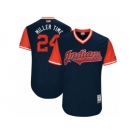 Men's 2017 Little League World Series Indians Andrew Miller #24 Miller Time Navy Jersey